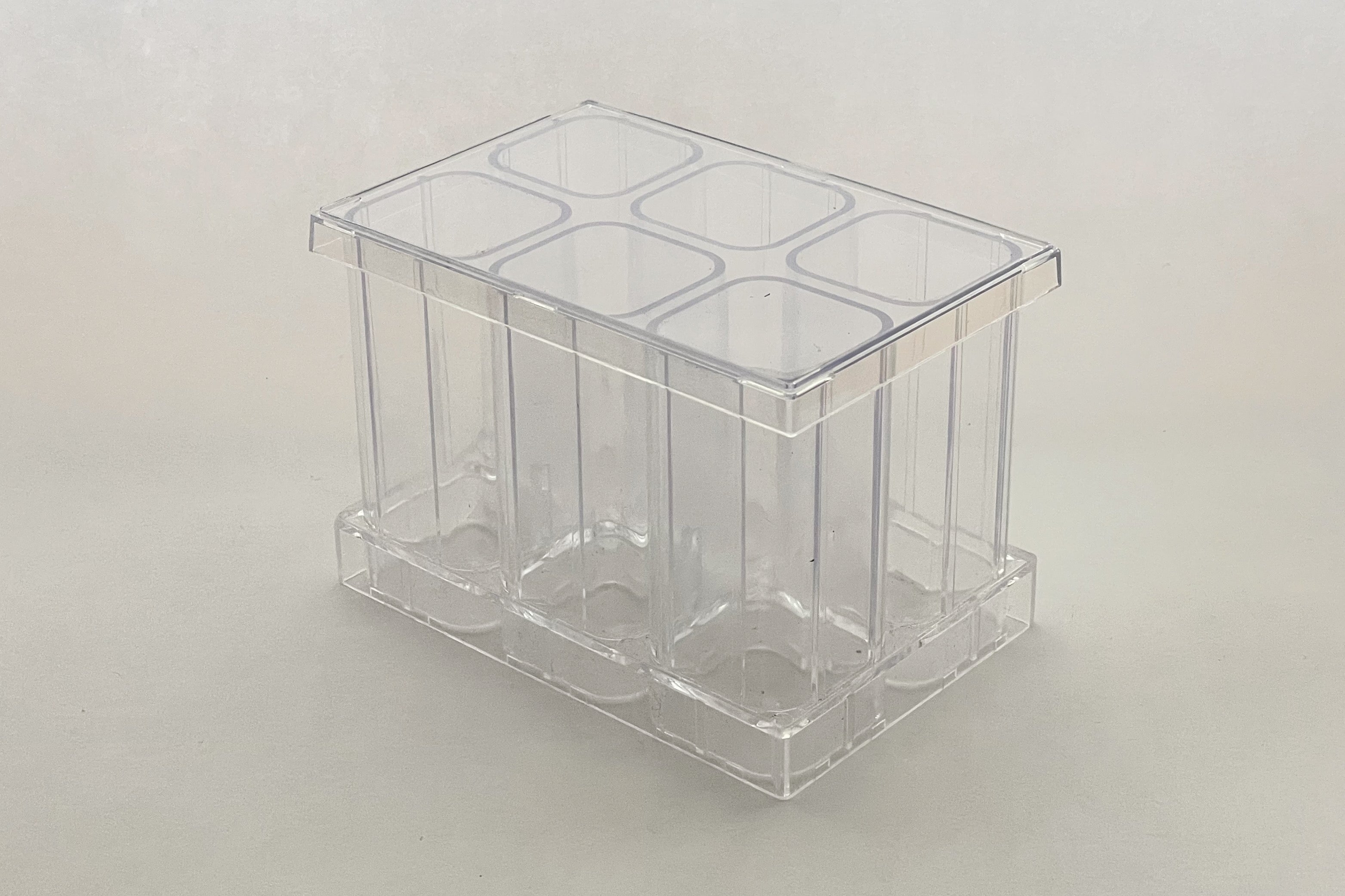Polystyrene transparent 6-deepwell microplates with polystyrene lid